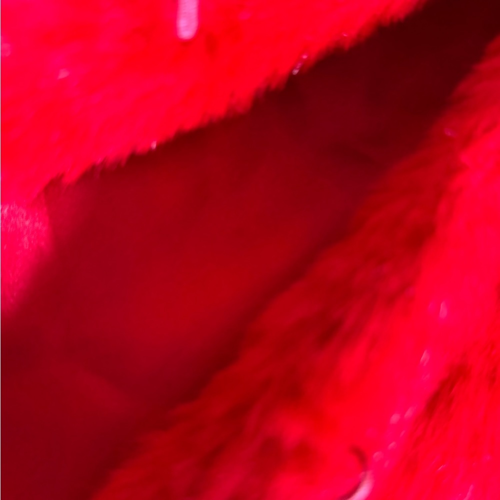 Adrienne Landau Vibrant Red Faux Fur Hooded Vest - Picture 3 of 3